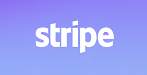 Stripe logo in white text on a purple background
